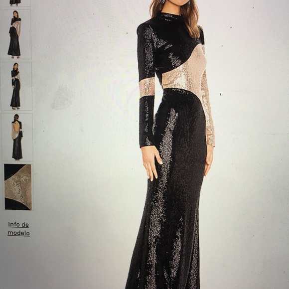 Black and beige Rachel Zoe sequin gown - Picture 1 of 6